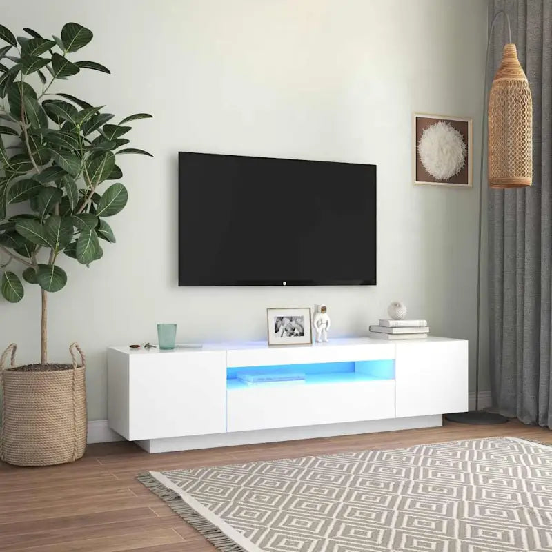 Tv-meubel met RGB LED-verlichting en trendy duurzaam ontwerp - Wit / 1 - Tv-meubels