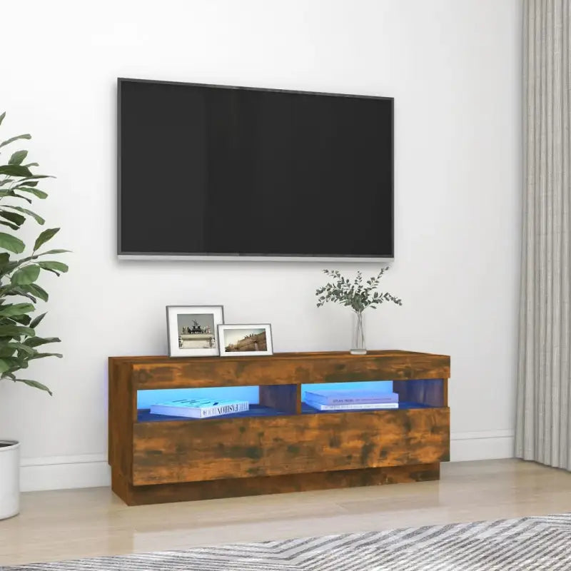 Tv-meubel met RGB LED-verlichting en trendy praktisch ontwerp - Gerookt eiken / 1 / 100 cm - Tv-meubels