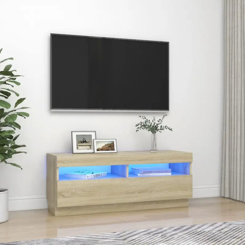 Tv-meubel met RGB LED-verlichting en trendy praktisch ontwerp - Sonoma eiken / 1 / 100 cm - Tv-meubels