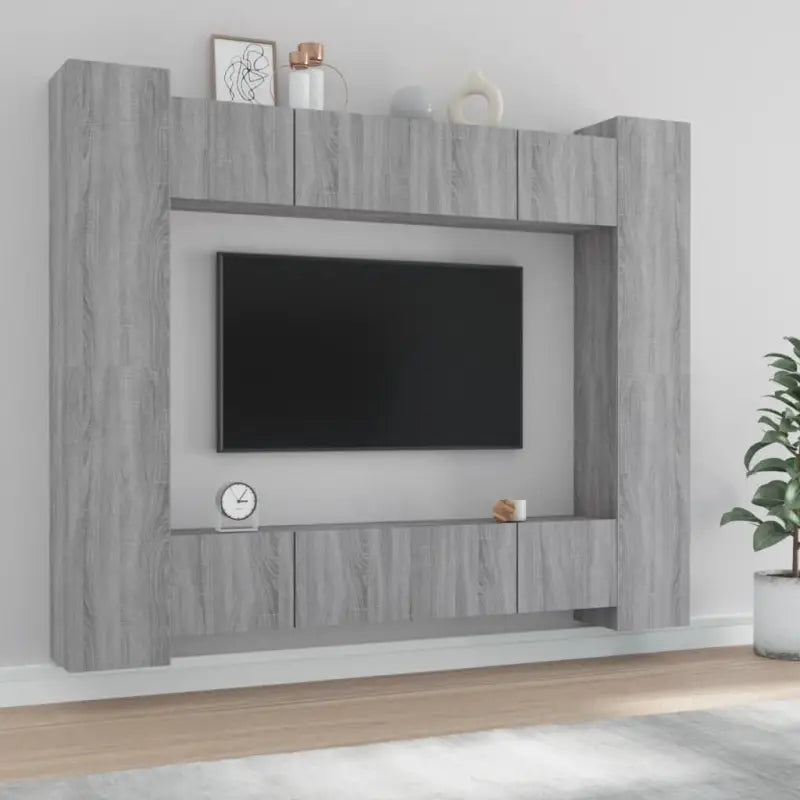 Tv-meubel set van bewerkt hout met trendy en stevig design - Grijs sonoma / 8 / 80 cm - Tv-meubels