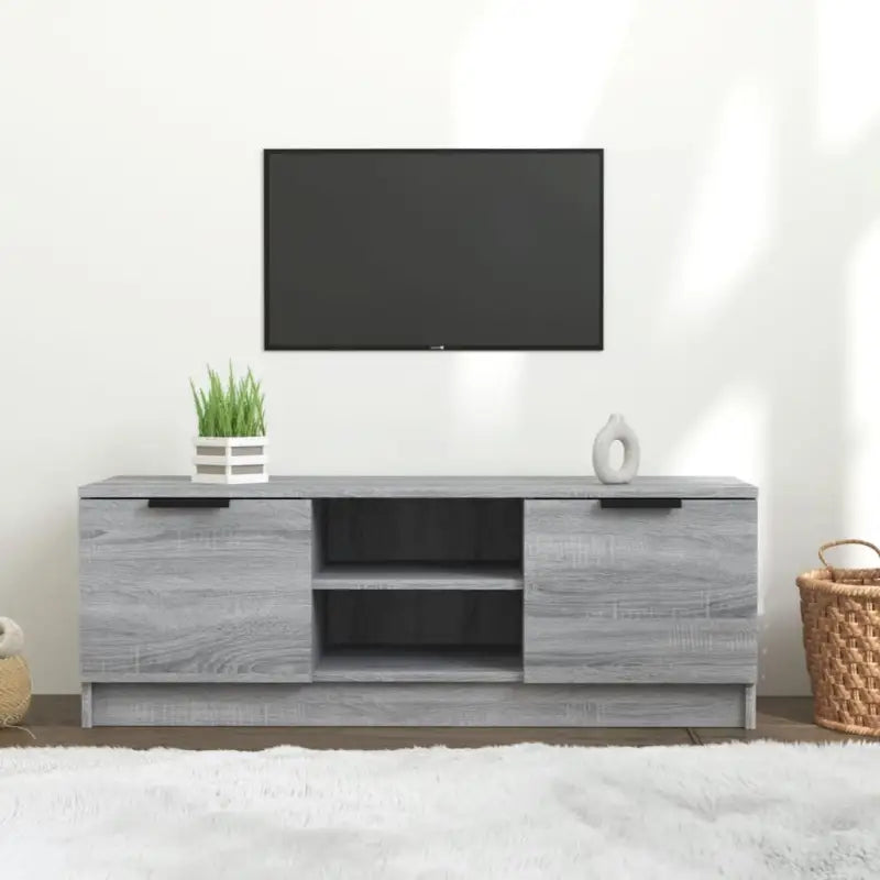 Tv-meubel van bewerkt hout in grijs sonoma met strak design - Tv-meubels