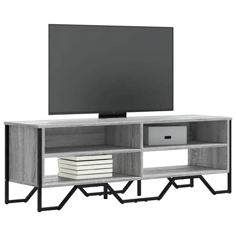 Tv-meubel van bewerkt hout in grijs sonoma met veel opbergruimte - Grijs sonoma / 1 / 122 cm - Tv-meubels