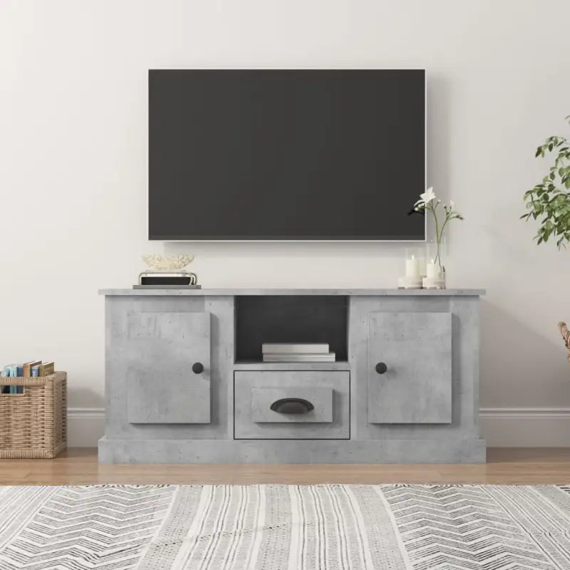 Tv-meubel van bewerkt hout in hoogglans wit met trendy design - Betongrijs / 1 - Tv-meubels