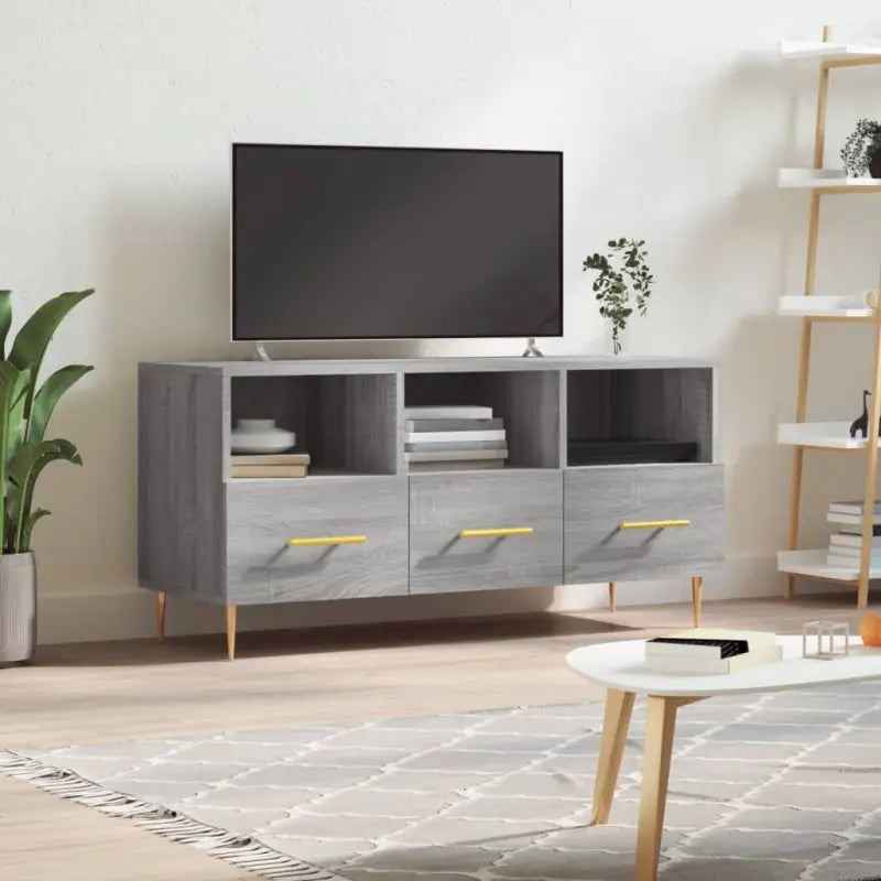 Tv-meubel van bewerkt hout met ijzeren poten en trendy design - Grijs sonoma / 1 - Tv-meubels