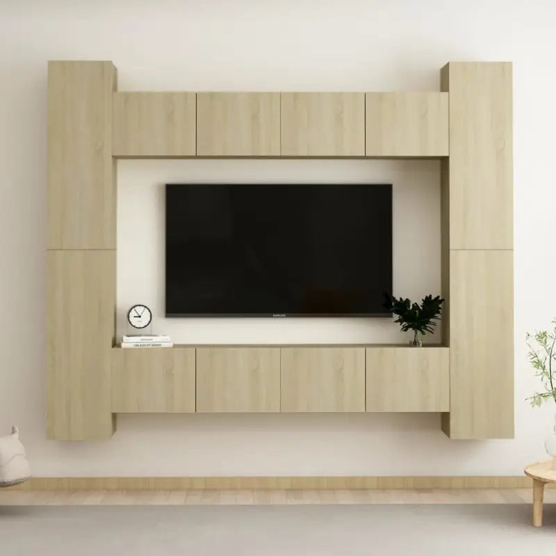 Tv-meubel van bewerkt hout met muurbevestiging en trendy design - Sonoma eiken / 1 / 80 cm - Tv-meubels