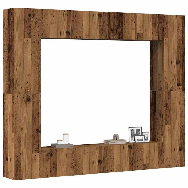 Tv-meubel van bewerkt hout met muurbevestiging en trendy design - Oud hout / 1 / 80 cm - Tv-meubels