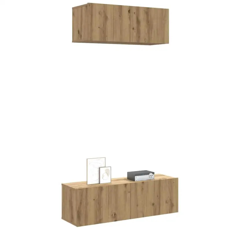 Tv meubel van bewerkt hout met opbergruimte voor een tijdloze uitstraling - artisanaal eikenkleurig / 2 / 100 cm