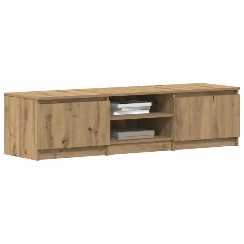 Tv-meubel van bewerkt hout met open vakken voor een klassieke stijl - artisanaal eikenkleurig / 1 - Tv-meubels