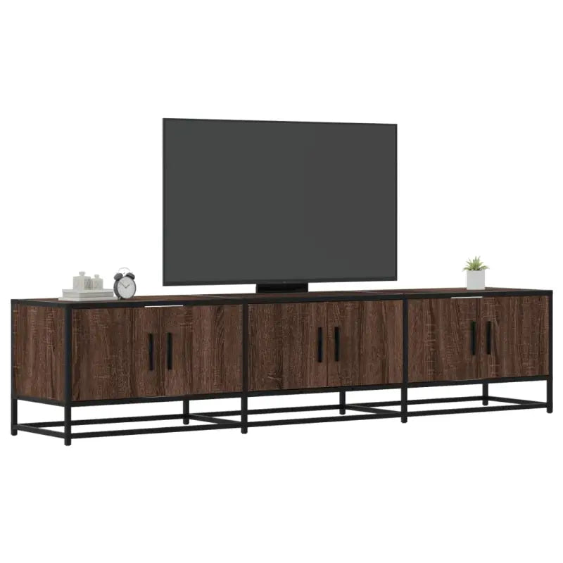 Tv-meubel van bewerkt hout met ruime opbergruimte - bruin eikenkleur / 1 / 180 cm - Tv-meubels