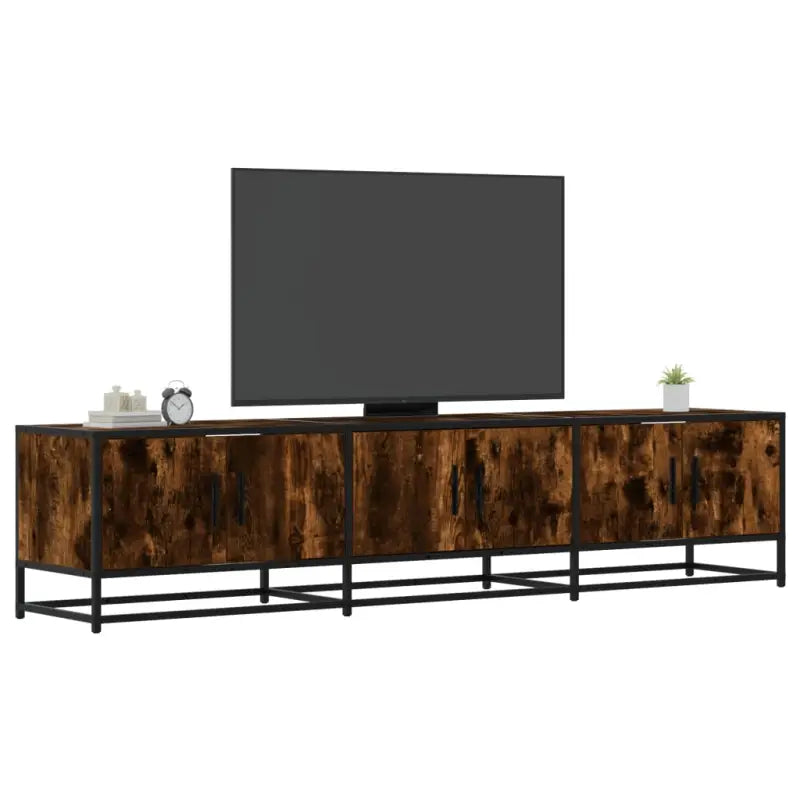 Tv-meubel van bewerkt hout met ruime opbergruimte - Gerookt eiken / 1 / 180 cm - Tv-meubels