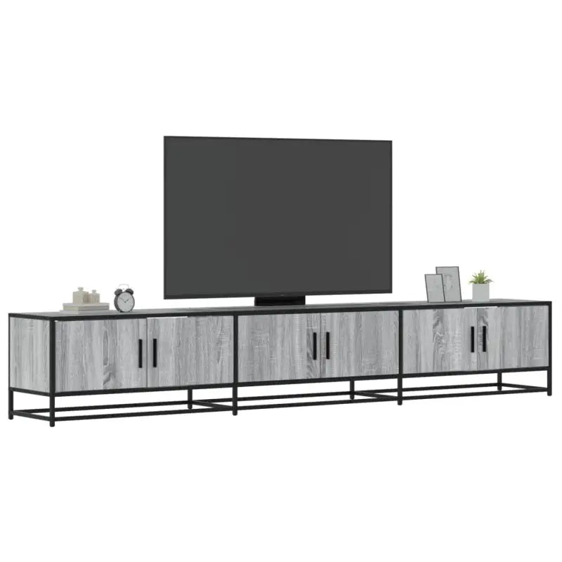 Tv-meubel van bewerkt hout met ruime opbergruimte - Grijs sonoma / 1 / 240 cm - Tv-meubels