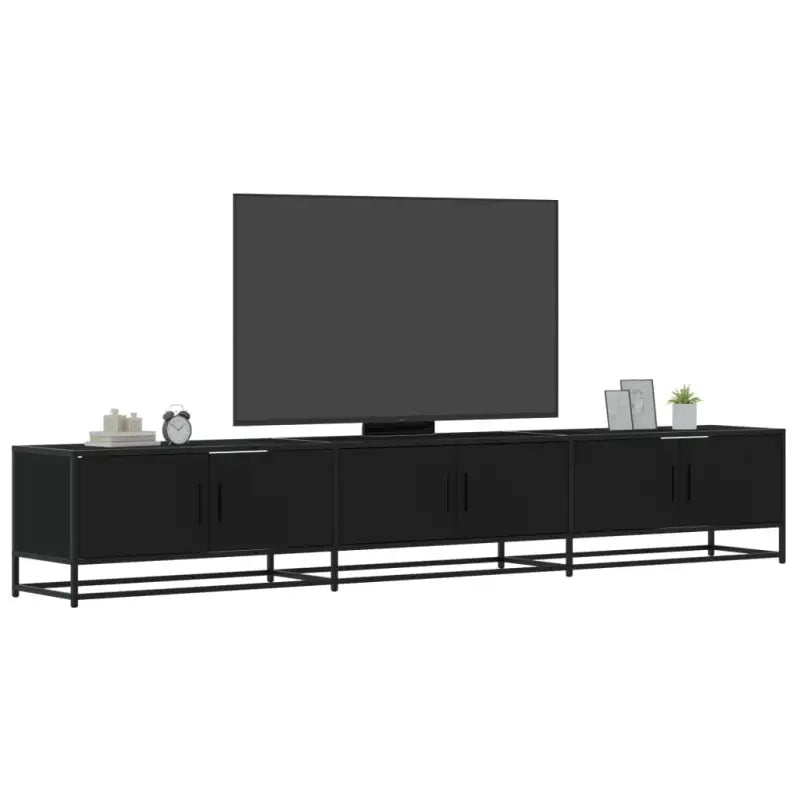 Tv-meubel van bewerkt hout met ruime opbergruimte - Zwart / 1 / 240 cm - Tv-meubels