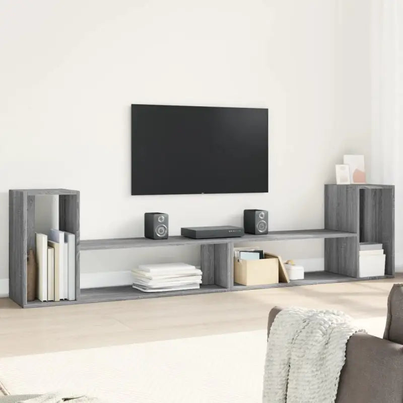 Tv-meubel van bewerkt hout met veel opbergruimte voor woon- of slaapkamer - Grijs sonoma / 1 / 100 cm - Tv-meubels