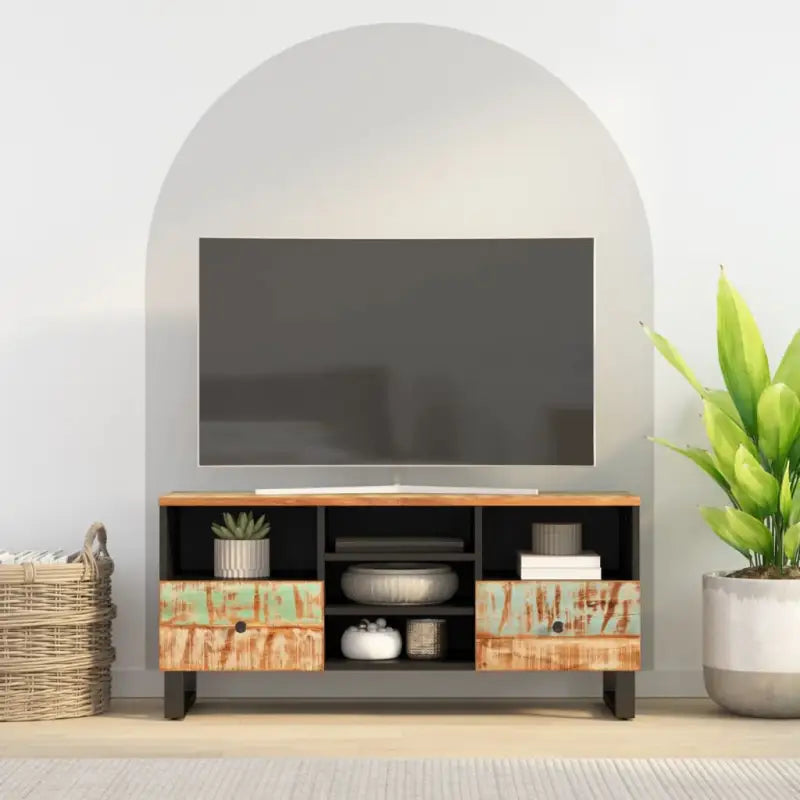 Tv-meubel van massief mangohout en bewerkt hout met trendy design - Multikleur / 1 - Tv-meubels