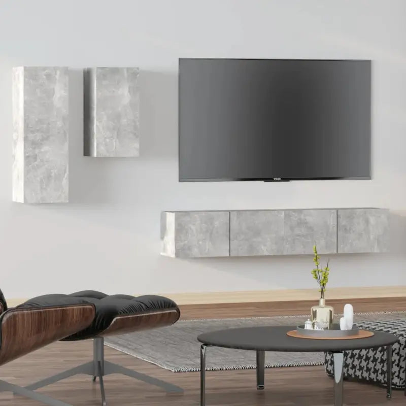 Tv-meubels in grijs sonoma met bewerkt hout voor een klassiek accent - Betongrijs / 4 / 80 cm - Tv-meubels