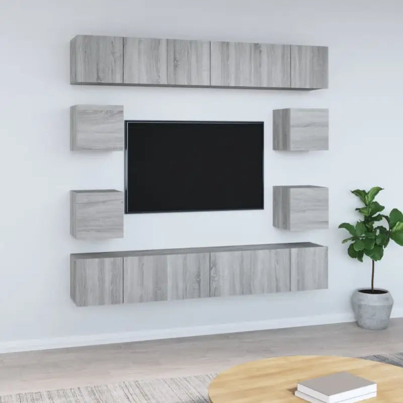 Tv-meubels in grijs sonoma met bewerkt hout voor een stijlvolle woonkamer - Grijs sonoma / 10 / 60 cm - Tv-meubels