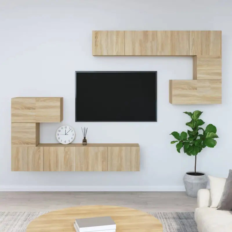 Tv-meubels met bewerkt hout die gemakkelijk schoon te maken - Sonoma eiken / 1 / 80 cm - Tv-meubels