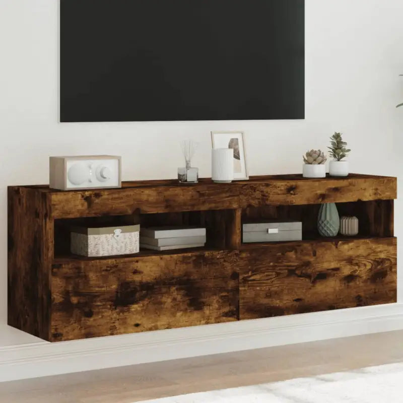 Tv-meubels met duurzame bewerkte hout en rgb led-verlichting - Gerookt eiken / 2 / 60 cm - Tv-meubels