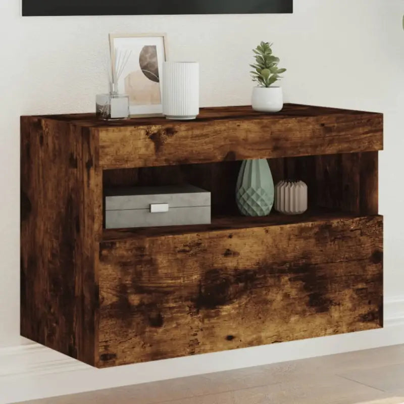 Tv-meubels met duurzame bewerkte hout en rgb led-verlichting - Gerookt eiken / 1 / 60 cm - Tv-meubels