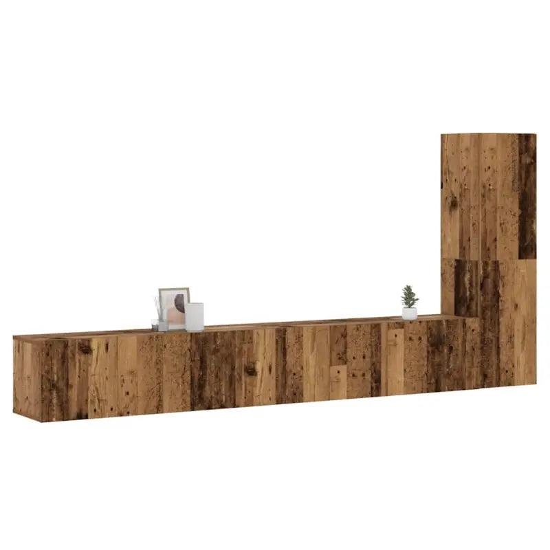 Tv-meubels muurbevestigd met opbergruimte voor een moderne woonstijl - Oud hout / 3 / 100 cm - Tv-meubels