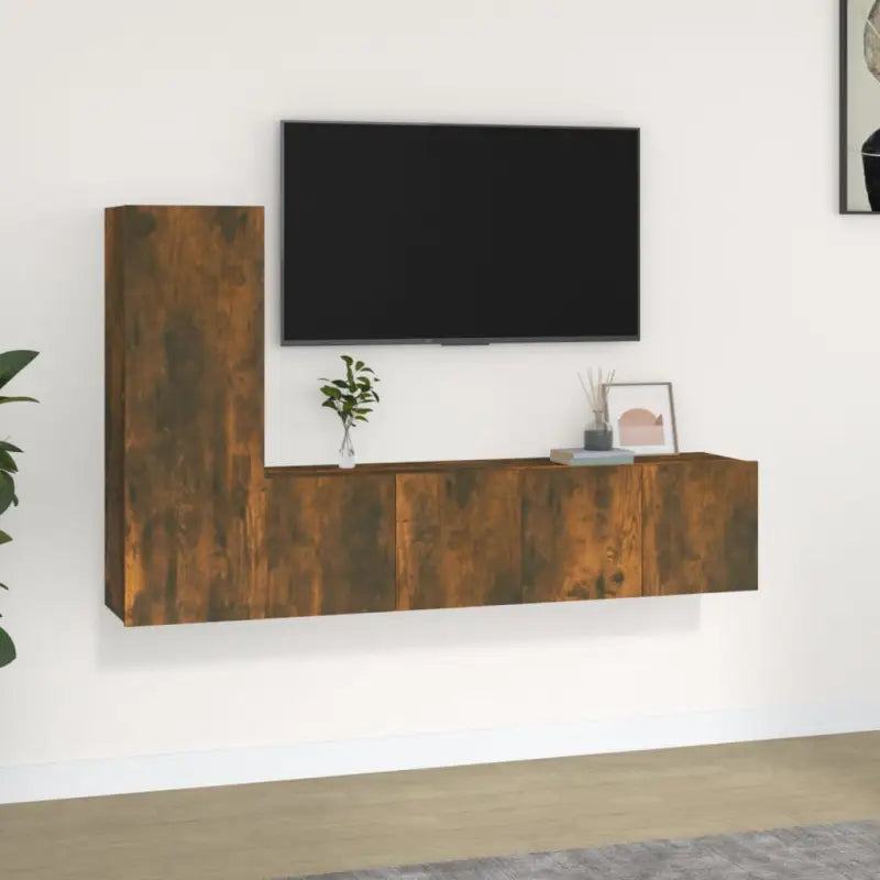 Tv-meubels muurbevestigd met opbergruimte voor een moderne woonstijl - Gerookt eiken / 3 / 60 cm - Tv-meubels