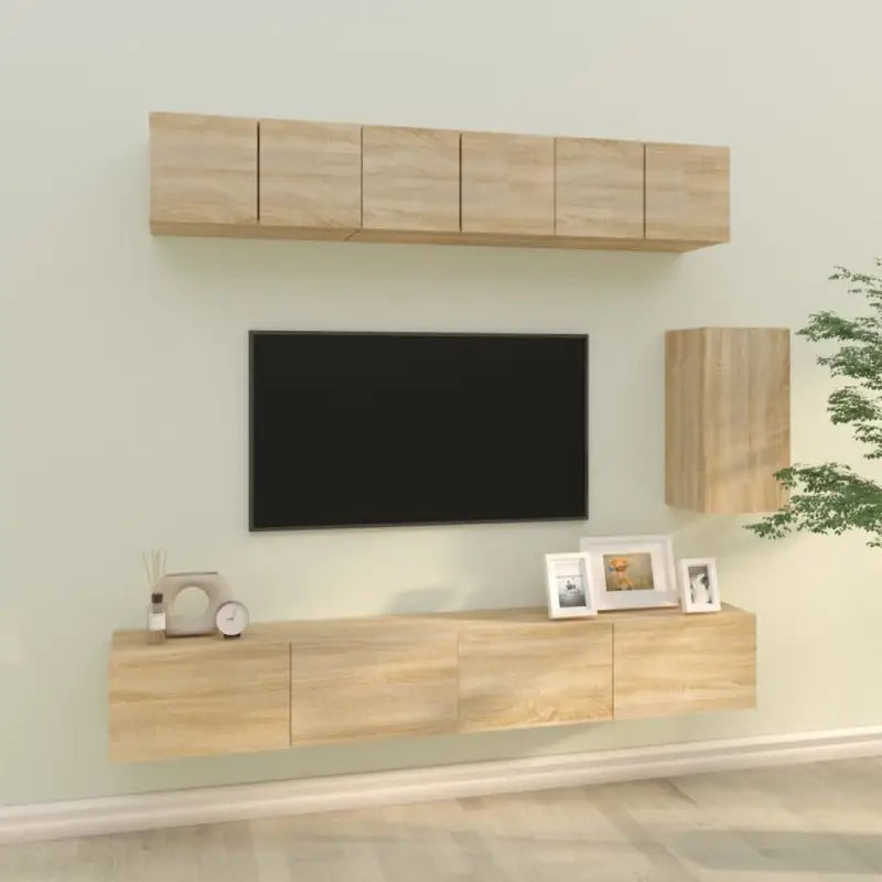Tv-meubels van bewerkt hout met stijl en stabiliteit - Sonoma eiken / 6 - Tv-meubels