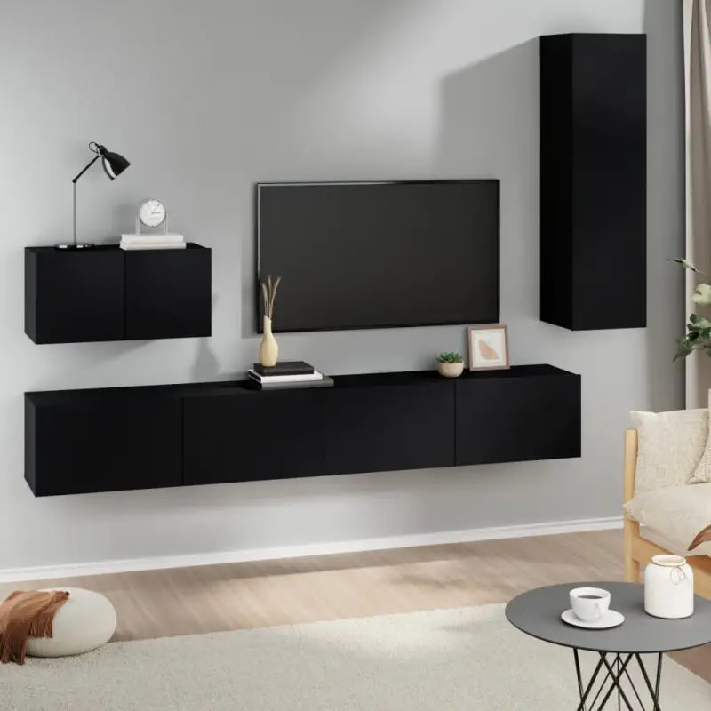 Tv-meubels van bewerkt hout met trendy en praktisch ontwerp - Zwart / 4 / 110 cm - Tv-meubels