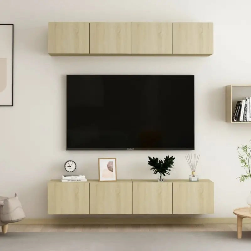 Tv-meubels van bewerkt hout met trendy en praktische design - Sonoma eiken / 4 / 80 cm - Tv-meubels