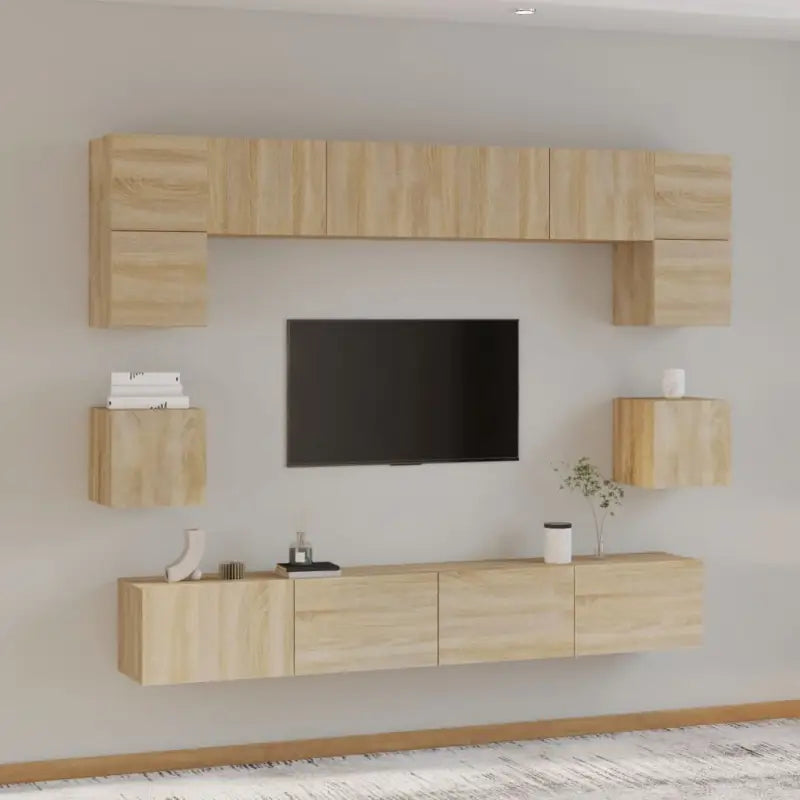 Tv-meubels van bewerkt hout met trendy en praktische design - Sonoma eiken / 8 / 100 cm - Tv-meubels