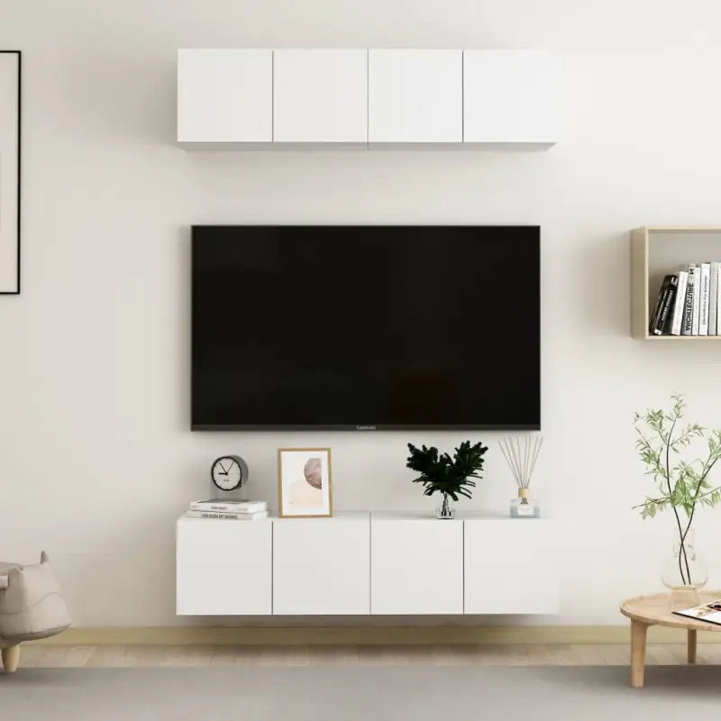 Tv-meubels van bewerkt hout met trendy en praktische design - Wit / 4 / 60 cm - Tv-meubels