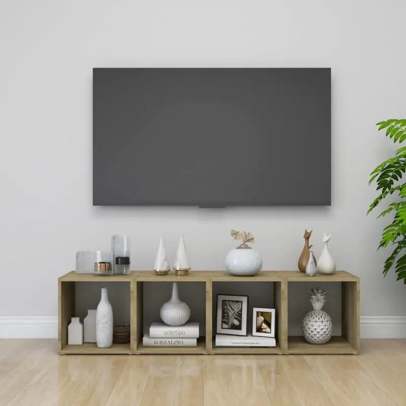 Tv-meubels van bewerkt hout met trendy en praktische design - Wit en sonoma eiken / 4 - Tv-meubels