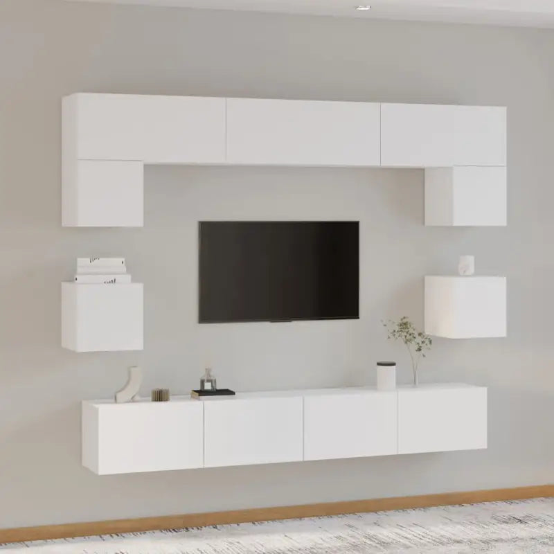 Tv-meubels van bewerkt hout met trendy en praktische design - Wit / 8 / 100 cm - Tv-meubels