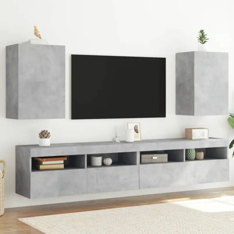 Tv-meubels van bewerkt hout voor een ruime en opgeruimde woonkamer - Betongrijs / 2 / 60 cm - Tv-meubels