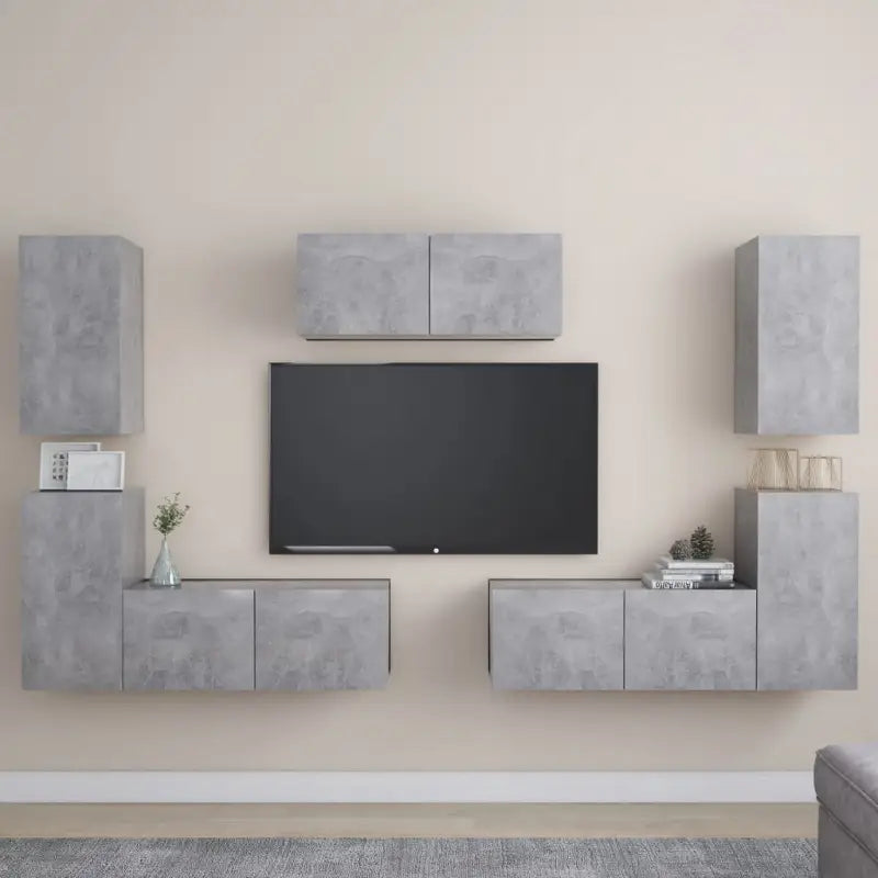 Tv-meubels van bewerkt hout voor een trendy en praktische kameraccent - Betongrijs / 1 / 80 cm - Tv-meubels