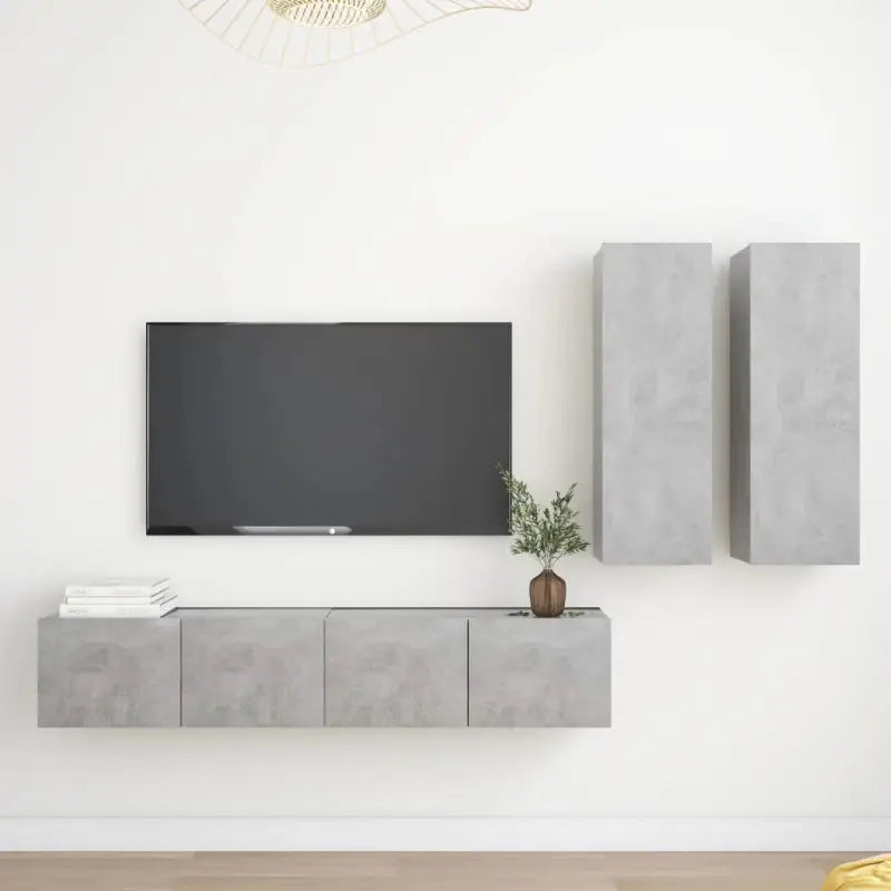Tv-meubelset met opbergruimte voor een elegante muurbevestiging - Betongrijs / 4 / 80 cm - Tv-meubels