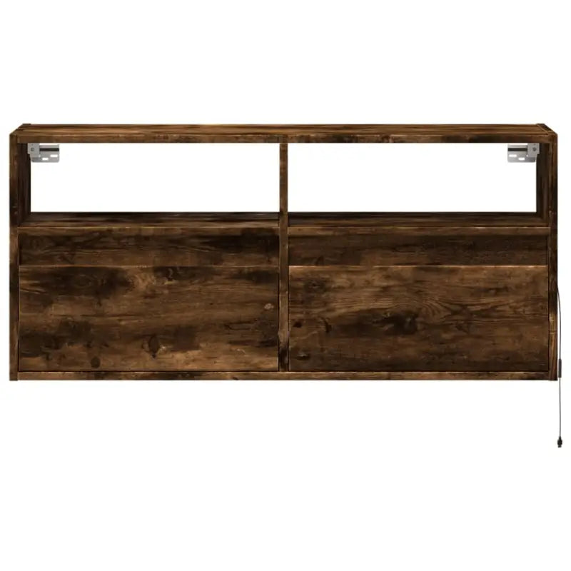 Tv-wandmeubel van bewerkt hout in gerookt eiken voor stabiele opstelling - Tv-meubels