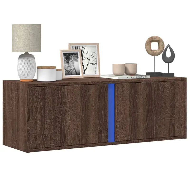 Tv-wandmeubel van bewerkt hout in grijs sonoma voor een nette woonkamer - bruin eikenkleur / 1 / 100 cm - Tv-meubels