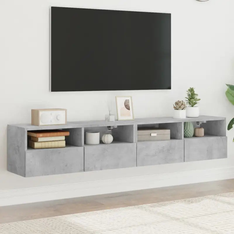 Tv-wandmeubels van bewerkt hout voor een opgeruimde woonkamer - Betongrijs / 2 / 80 cm - Tv-meubels