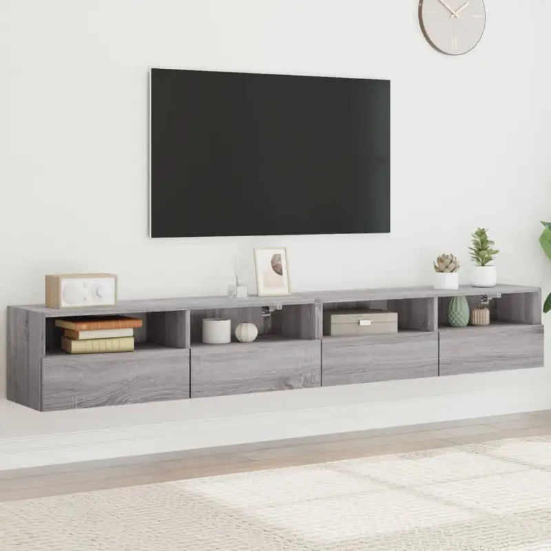 Tv-wandmeubels van bewerkt hout voor een opgeruimde woonkamer - Grijs sonoma / 2 / 100 cm - Tv-meubels
