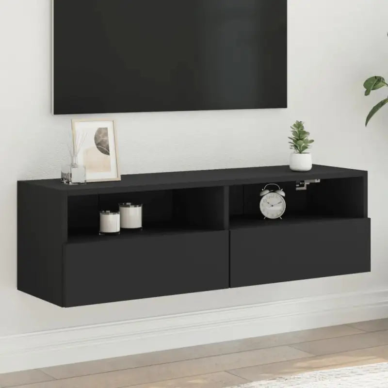 Tv-wandmeubels van bewerkt hout voor een opgeruimde woonkamer - Zwart / 1 / 100 cm - Tv-meubels