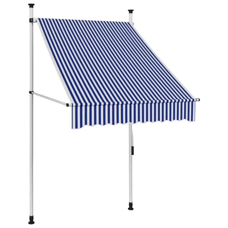 Uitrekbare zonwering voor raam terras en tuin in water- en weerbestendig polyester - Blauw en wit / 1 / 100 cm