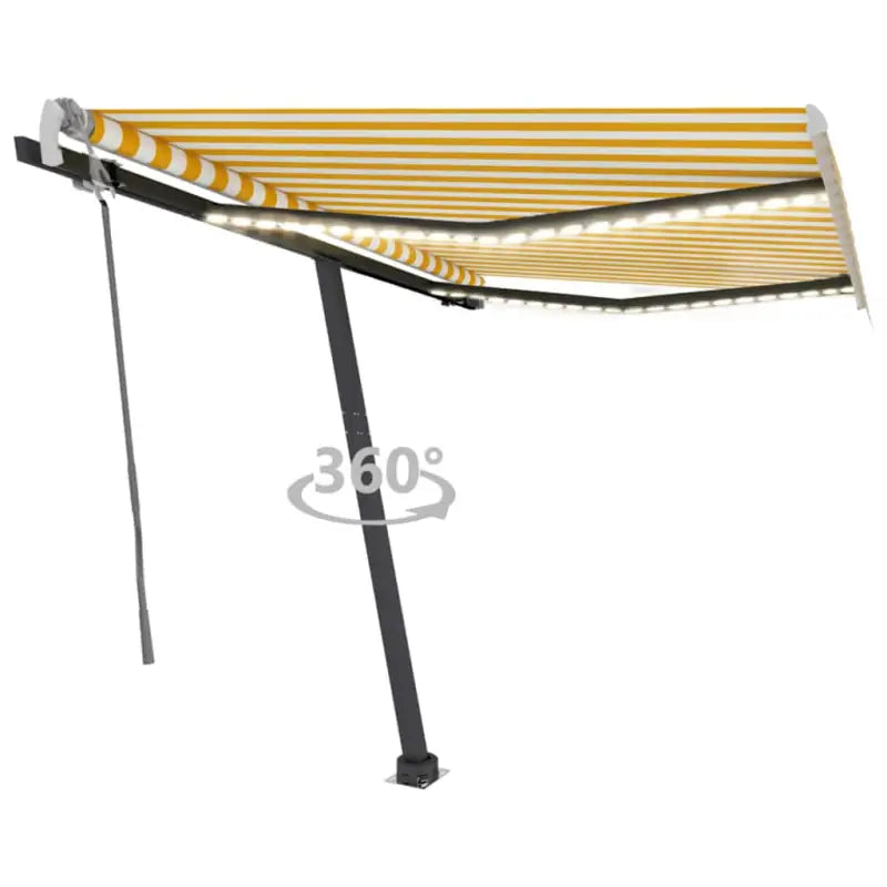 Uitschuifbare buitenluifel van gepoedercoat aluminium voor schaduw - Geel en wit / 300 x 250 cm / 1 - Zonwering
