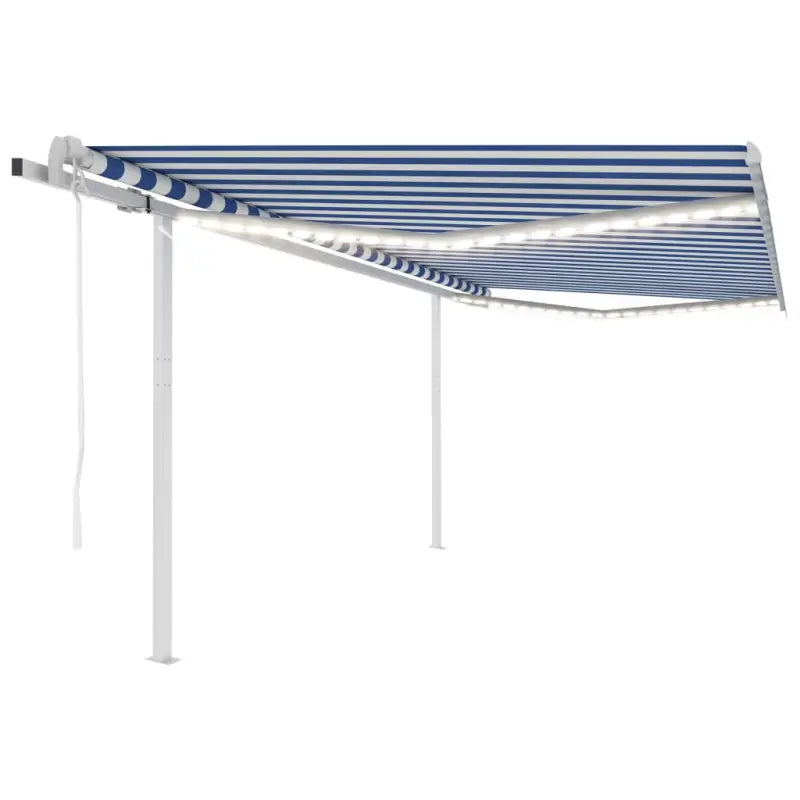 Uitschuifbare luifel met gepoedercoat aluminium frame automatisch - Blauw en wit / 4.5 x 3.5 m / 1 - Zonwering