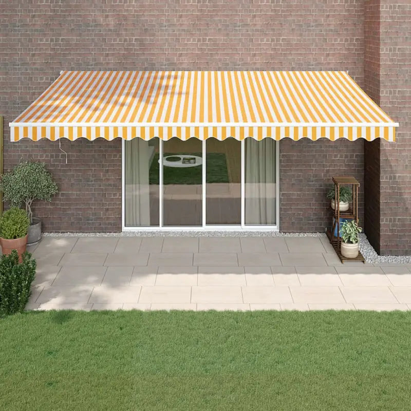 Uitschuifbare luifel van gepoedercoat aluminium voor terras en tuin - Geel en wit / 5 x 3 m / 1 - Zonwering