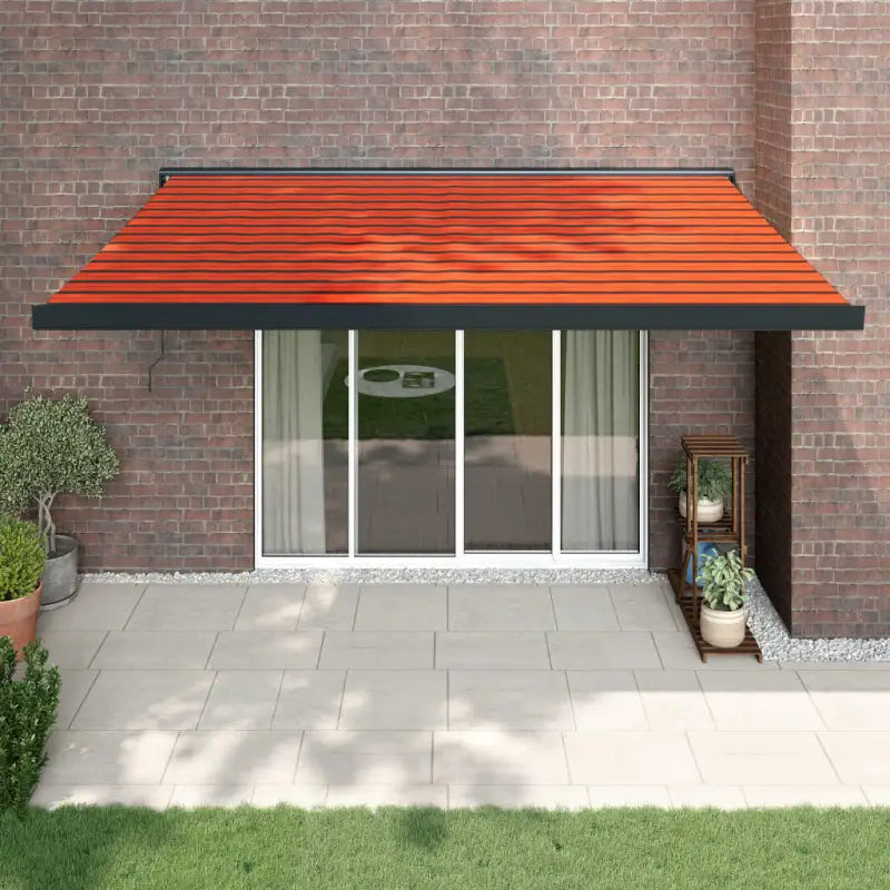 Uittrekbare luifel in gepoedercoat aluminium voor je terras - Oranje en bruin (zwart frame) / 4.5 x 3 m / 1 - Zonwering