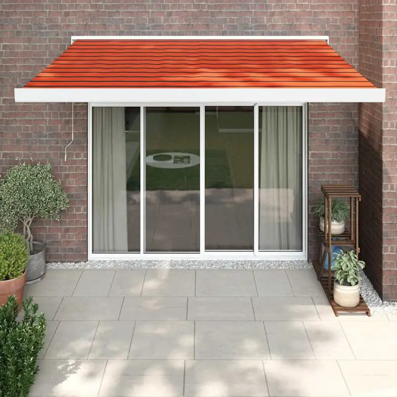 Uittrekbare luifel in gepoedercoat aluminium voor je terras - Oranje en bruin (wit frame) / 3.5 x 2.5 m / 1 - Zonwering