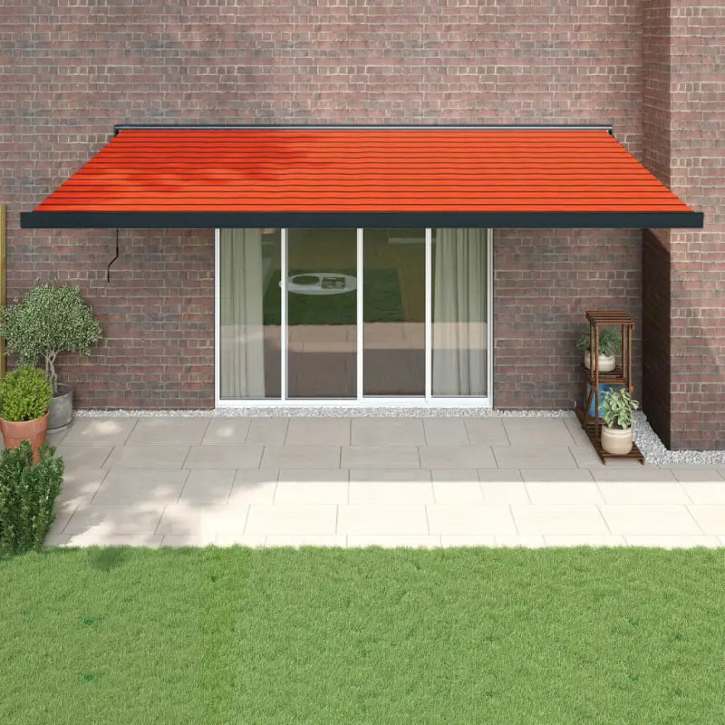Uittrekbare luifel in gepoedercoat aluminium voor je terras - Oranje en bruin (zwart frame) / 5 x 3 m / 1 - Zonwering