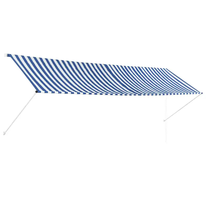 Uittrekbare zonwering met stalen frame voor terras en raam - Blauw en wit / 400 x 150 cm / 1 - Zonwering
