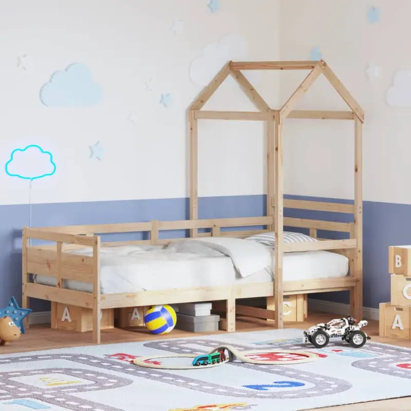 Veelzijdige slaapbank van massief grenenhout met open zijdeur in wit - Naturel / 90 x 200 cm - Bedden & bedframes