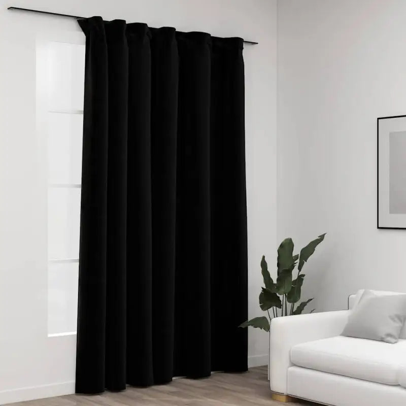 Verduisterende linnen-look gordijnen met metalen haken voor elk interieur - Zwart / 1 - Gordijnen & vitrages